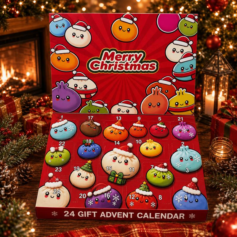 2026 Glitter Dumpling Squishy Advent Calendar — 24 Days Countdown for Kids
