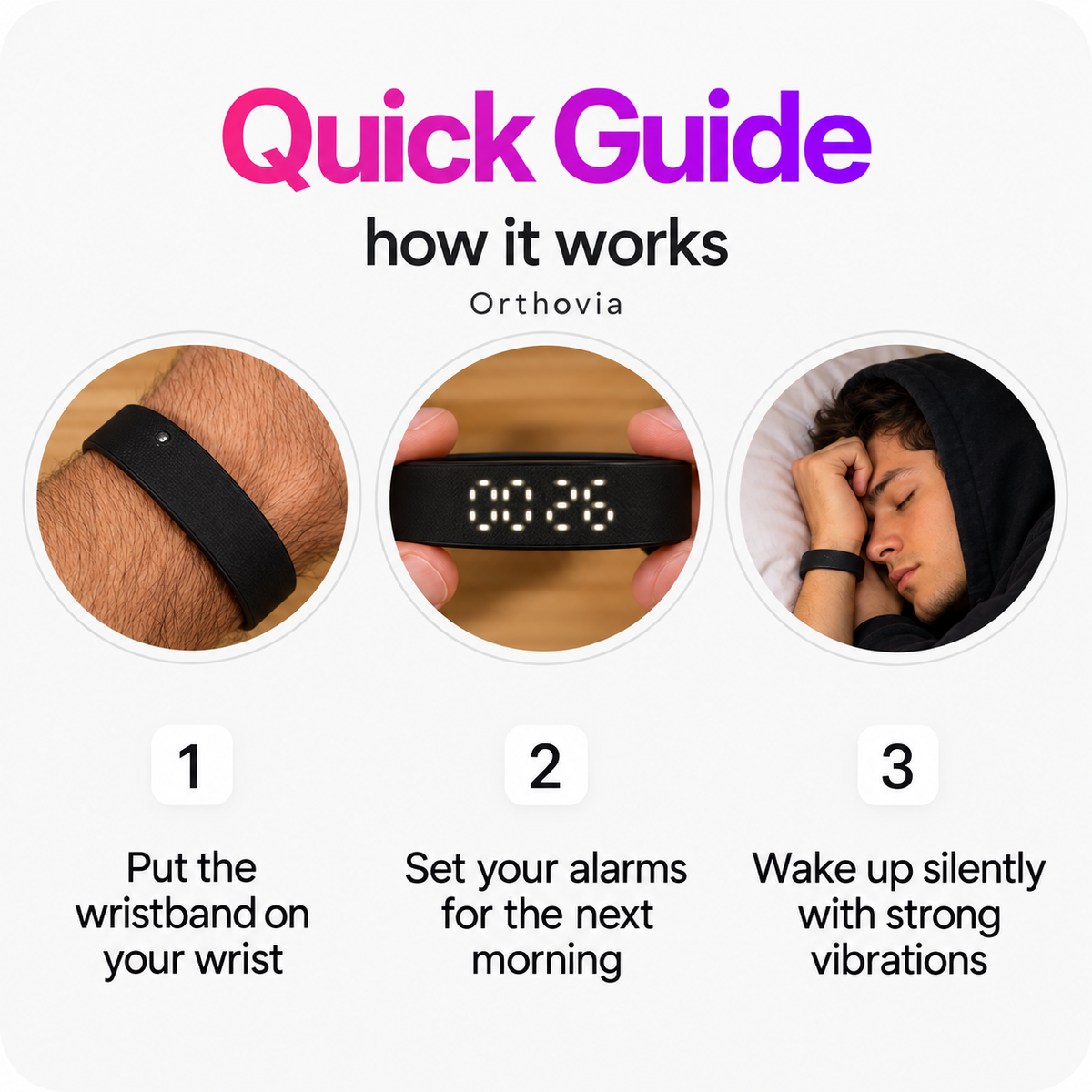 Onyx Vibration Alarm | Silent Wrist Wake Up for Heavy Sleepers